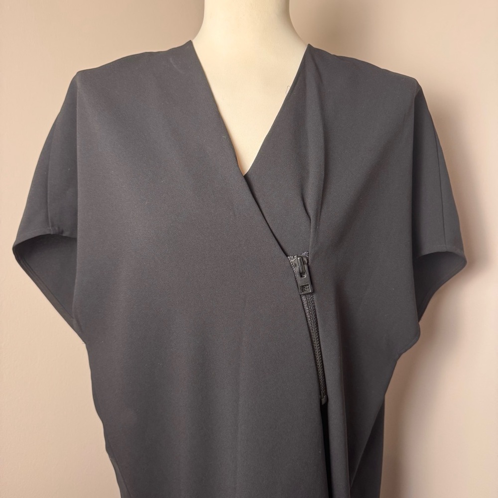 ALL SAINTS Alvar Asymmetrical Sheath Midi Dress V-Neck BLACK / SIZE 4 - Picture 3 of 13